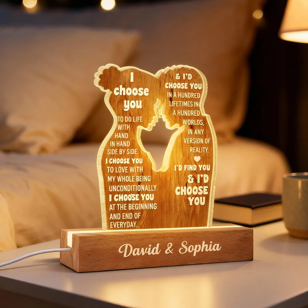 Personalized LED Night Light for Couples with Love Quote - Romantic Gift Plaque MagicInPrints