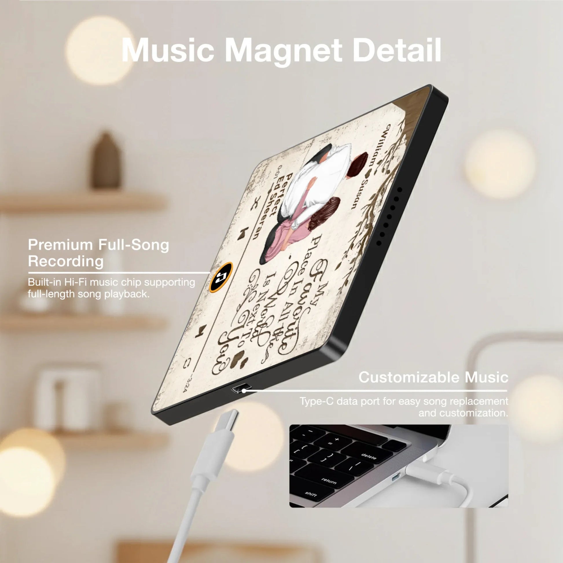 Personalized Music Plaque for Couples - Romantic Gift for Christmas Fridge Magnet MagicInPrints