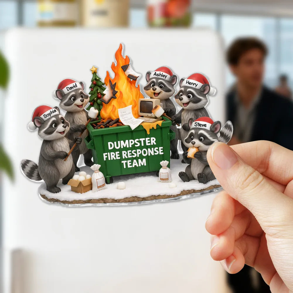 Personalized Raccoon Refrigerator Magnet - Dumpster Fire Response Team - Fun Holiday Decor Fridge Magnet MagicInPrints