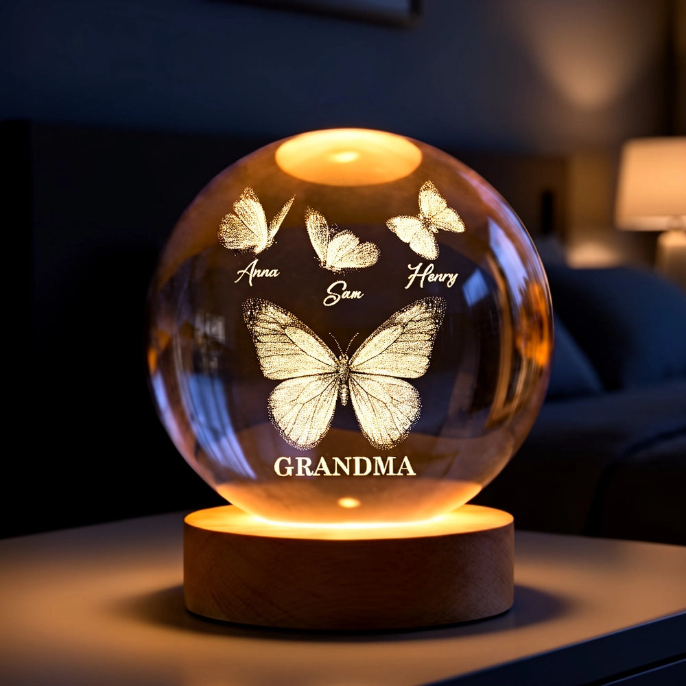 Personalized Butterfly Night Light for Grandma - Custom Family Names Gift Lamp MagicInPrints