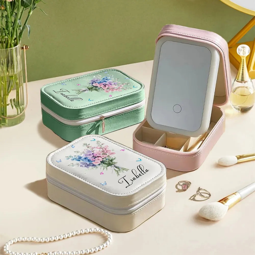 Personalized Jewelry Box for Women with Purple Floral Design - Perfect Gift Beauty Tools MagicInPrints