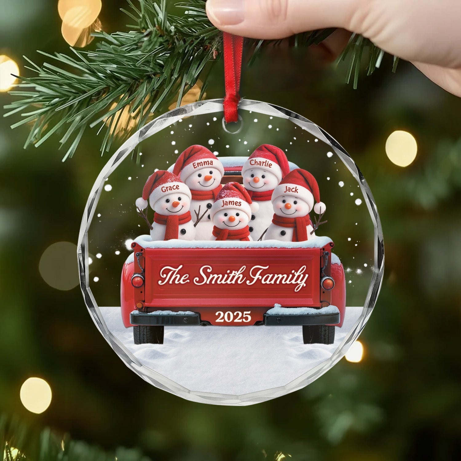 Personalized Family Christmas Ornament Snowman Design - Holiday Keepsake 2025 Ornament MagicInPrints