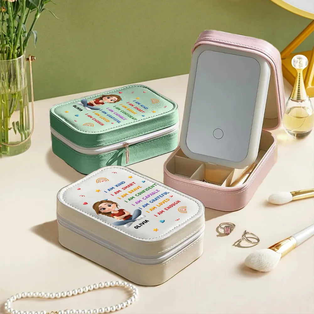 Personalized Kids Vanity Case with Mirror - Inspirational Affirmations Beauty Tools MagicInPrints