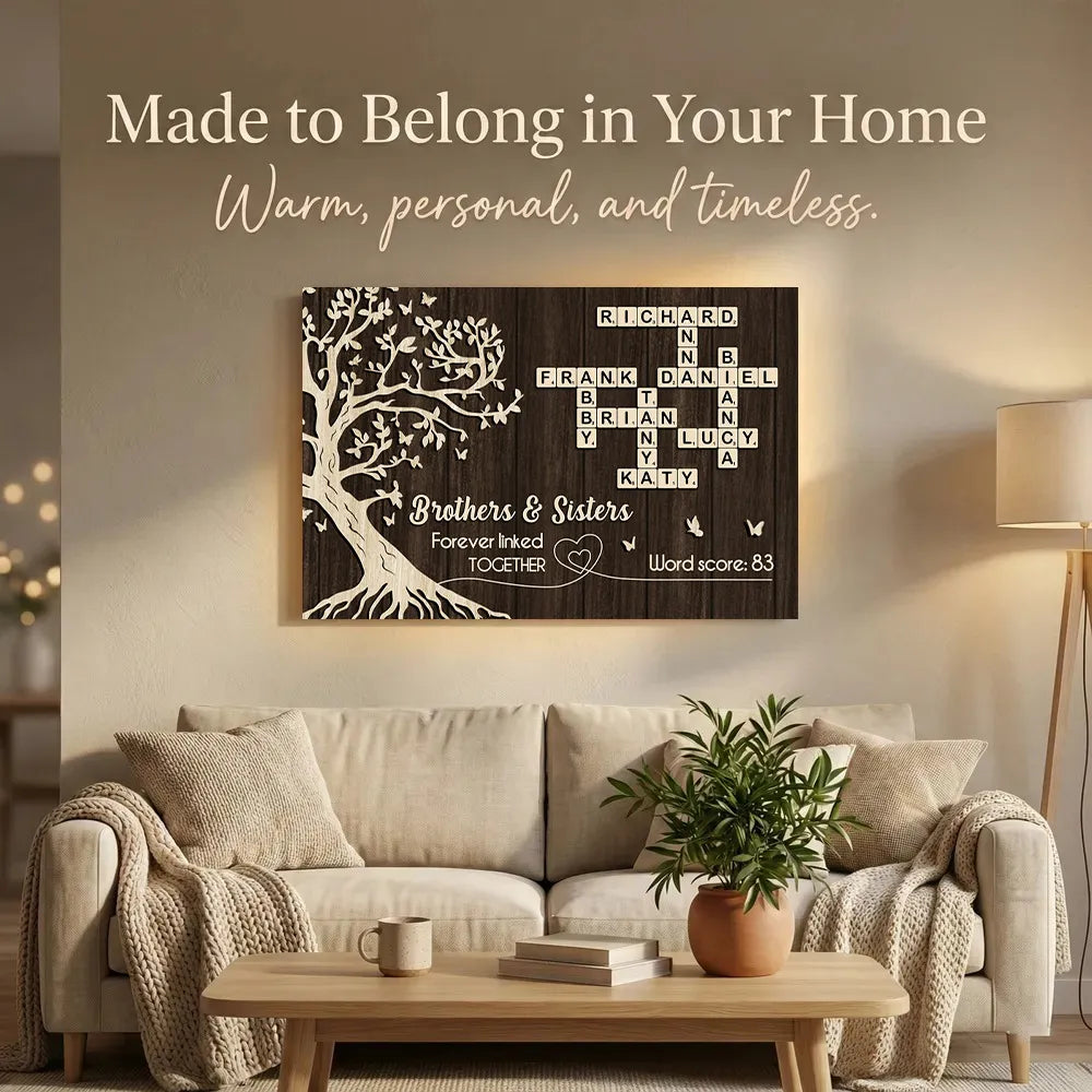 Personalized Wooden Wall Art for Family - Custom Name Crossword Design Poster or Canvas MagicInPrints