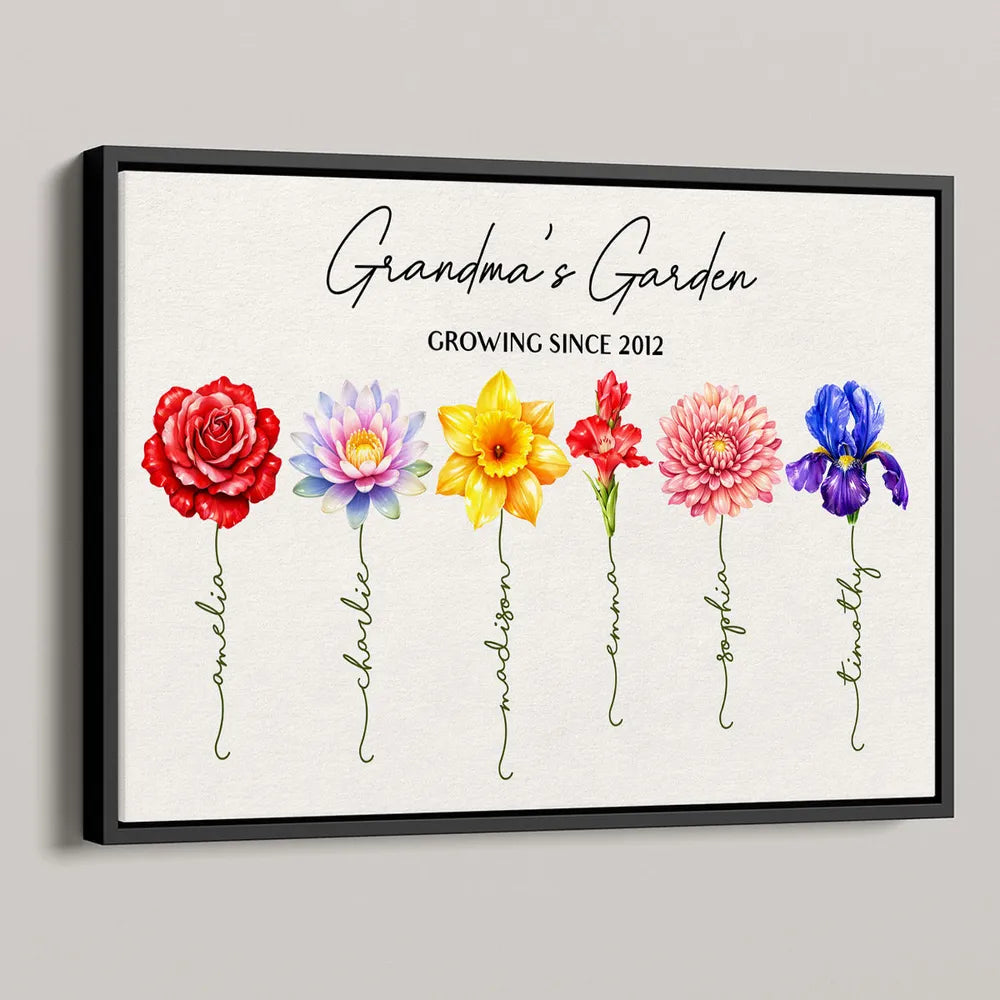Personalized Grandma's Garden Floral Name Print - Family Gift Poster or Canvas MagicInPrints