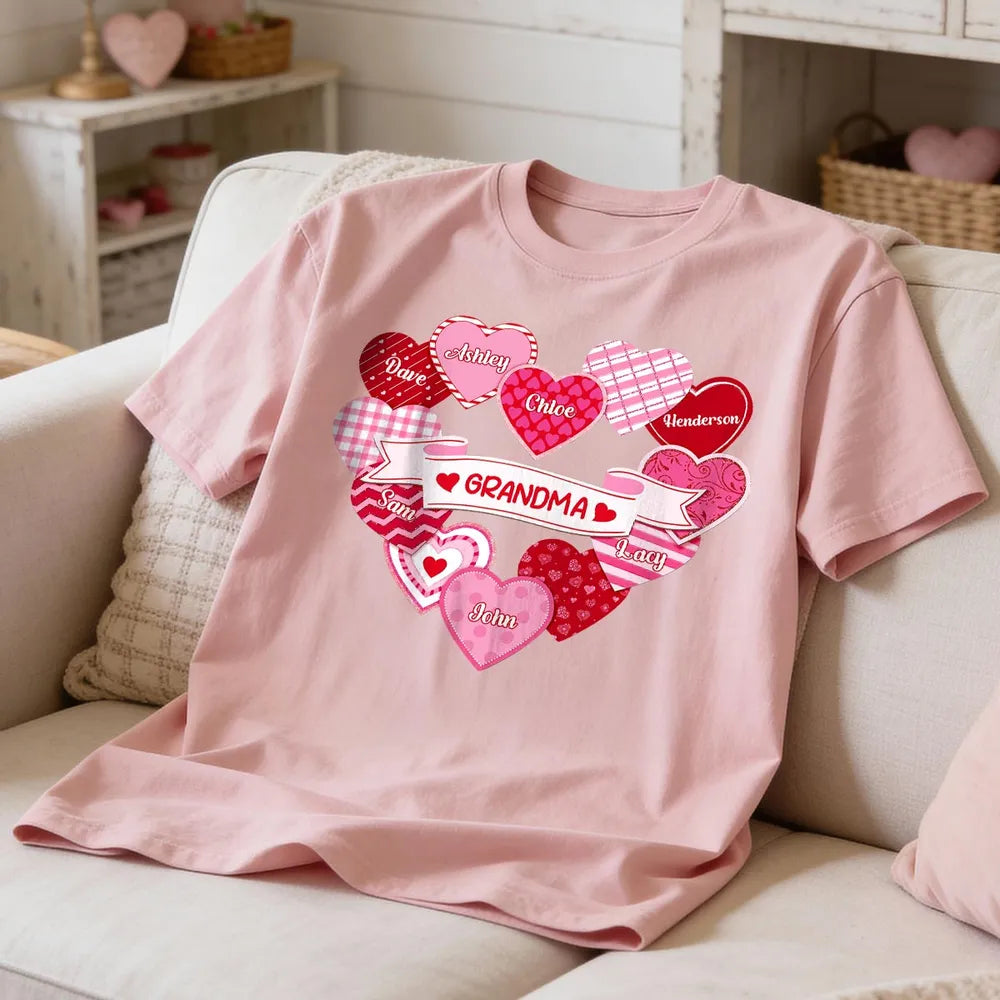 Personalized Grandma T-Shirt for Family - Heart Design Gift Cloth MagicInPrints