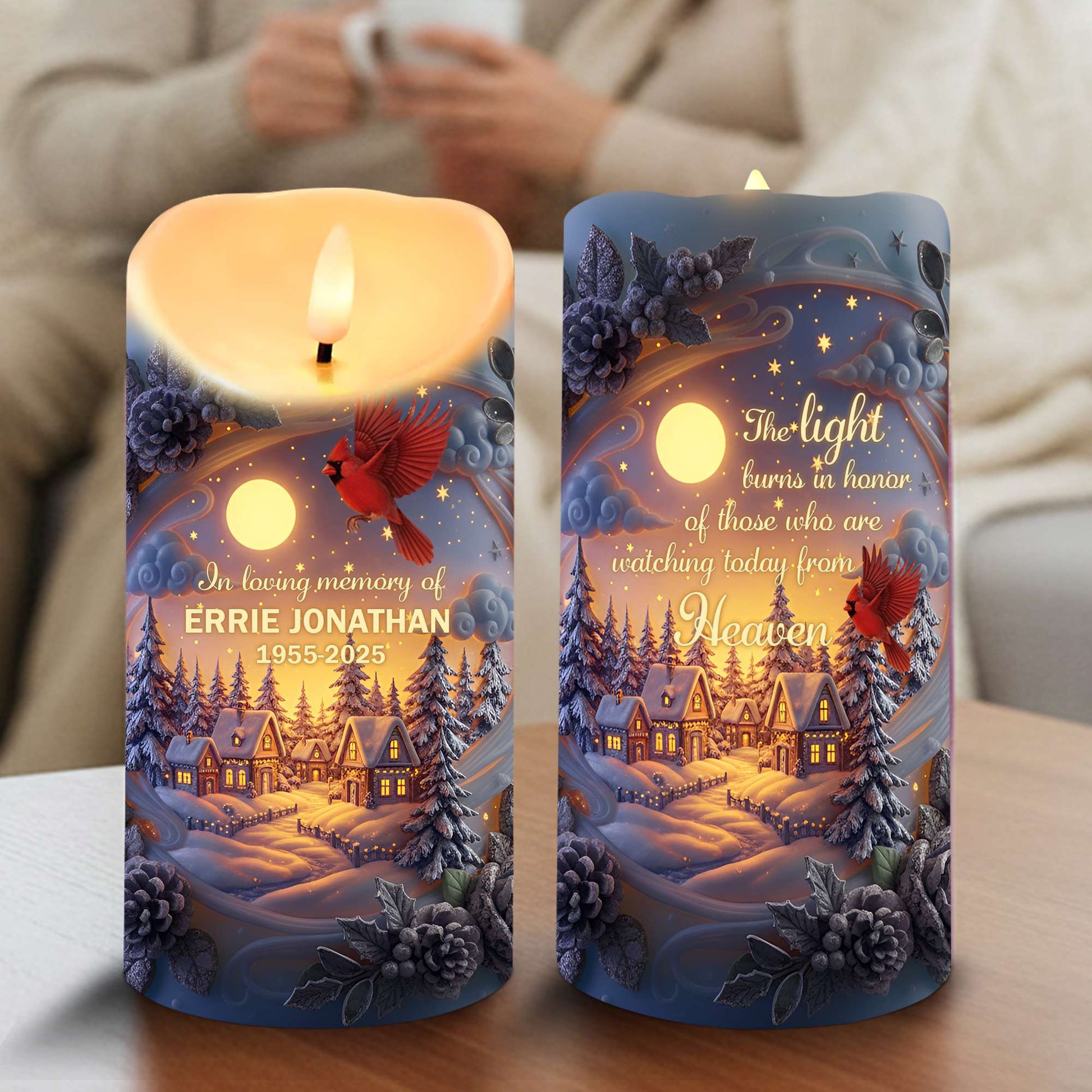 In Loving Memory, The Light Burns Bright - Personalized LED Candle for Memorials Led Candle MagicInPrints