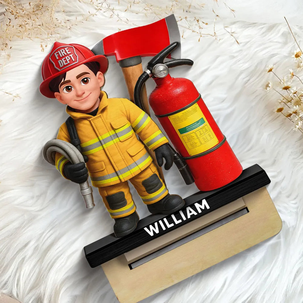 Custom Firefighter Figurine for Kids - Personalized Hero Gift Plaque MagicInPrints