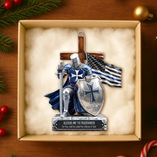 Police Knight Under God Ornament, Personalized Gifts For Police Officer, Captain, Sheriff,... Ornament MagicInPrints