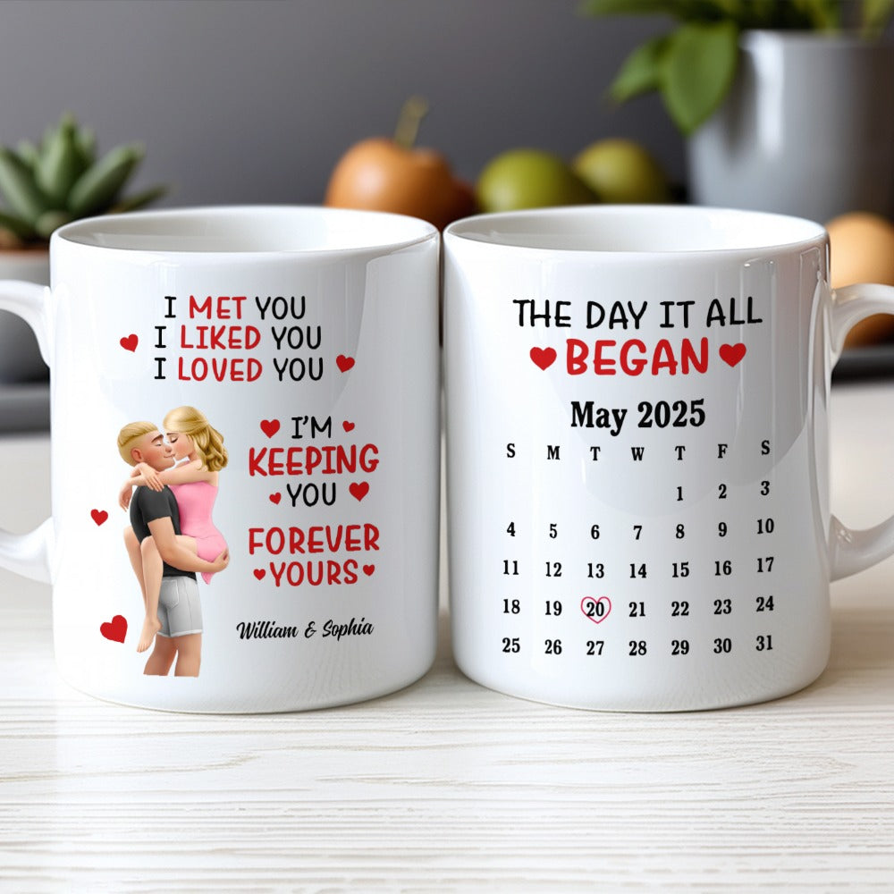 Personalized Couple Mug Set with Calendar - Anniversary Gift for Partners Cup MagicInPrints