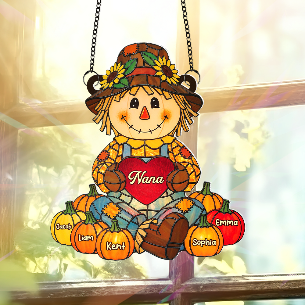 Nana's Autumn Scarecrow Suncatcher - A Personalized Gift to Cherish Ornament MagicInPrints