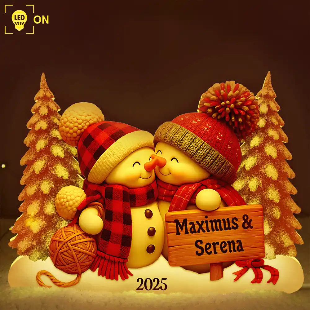Personalized Snowman Couple Ornament for Couples - Christmas Decoration Gift Plaque MagicInPrints