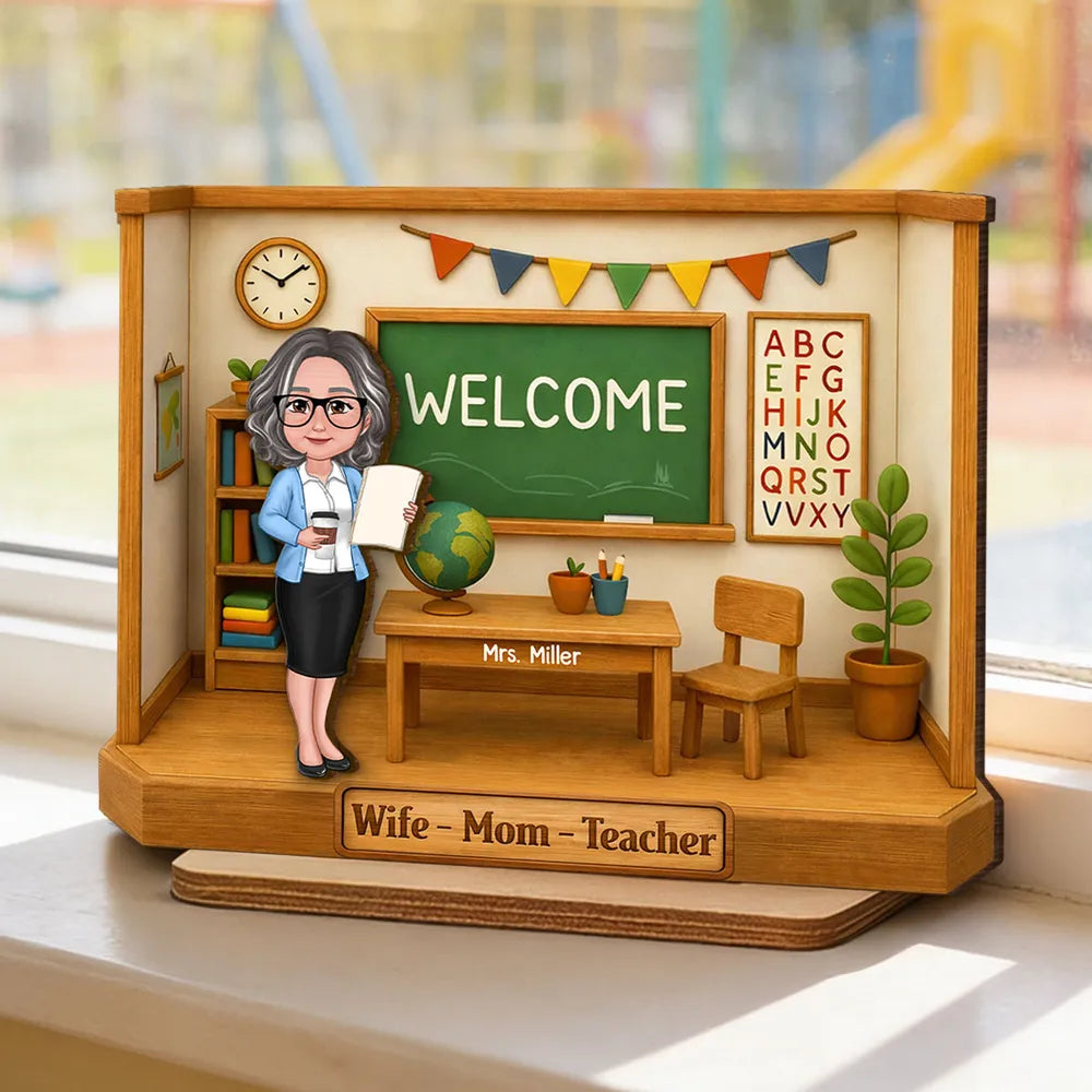 Personalized Teacher Desk Nameplate for Mom - Classroom Decor Gift Plaque MagicInPrints