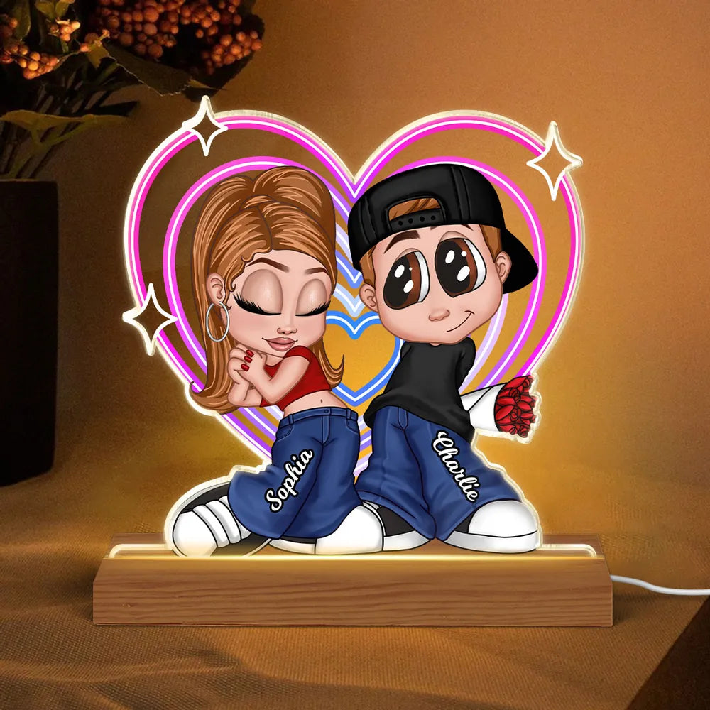 Custom Couple LED Night Light for Lovers with Names - Romantic Gift Plaque MagicInPrints