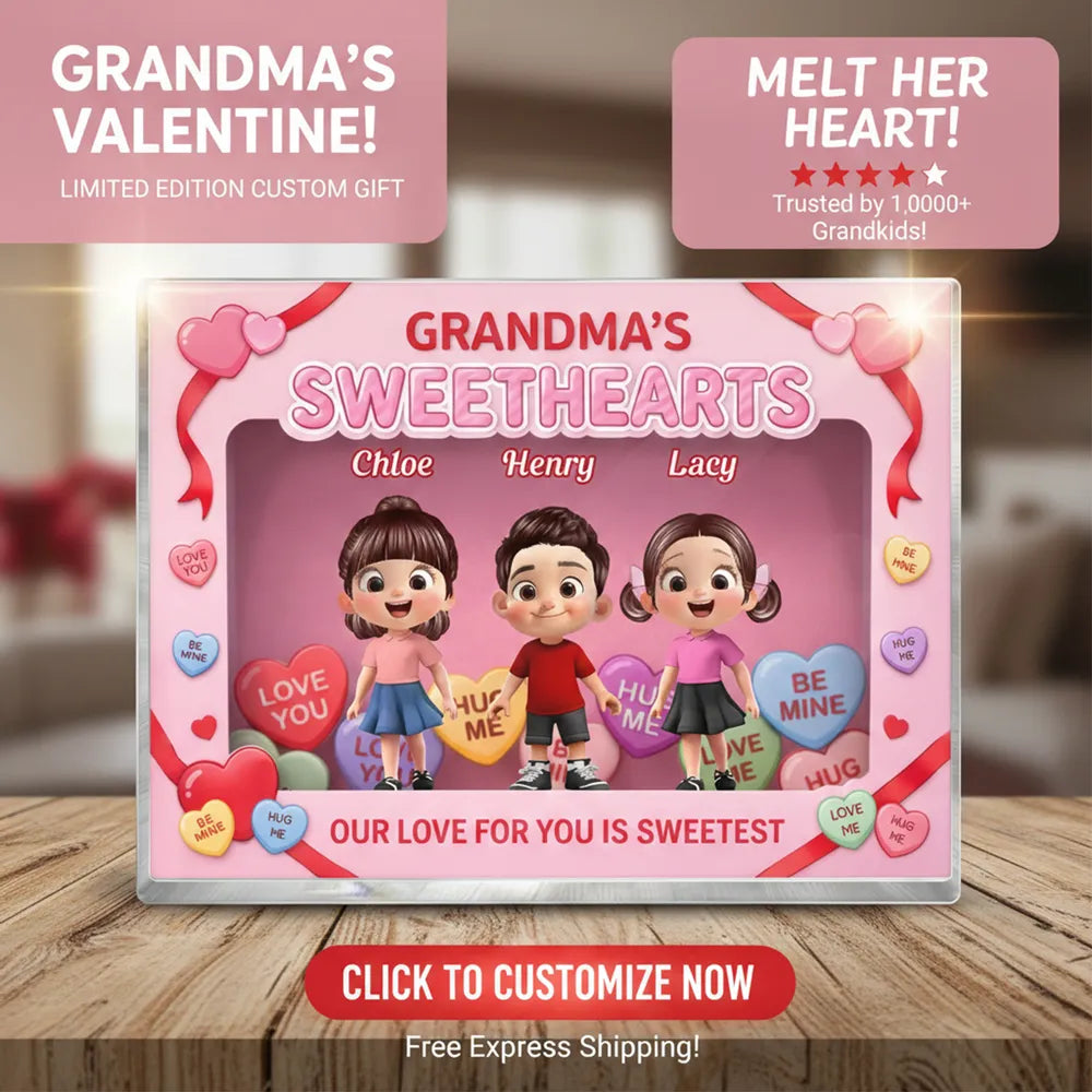 Personalized Grandma's Sweethearts Figurine Set for Grandchildren - Sentimental Gift Plaque MagicInPrints