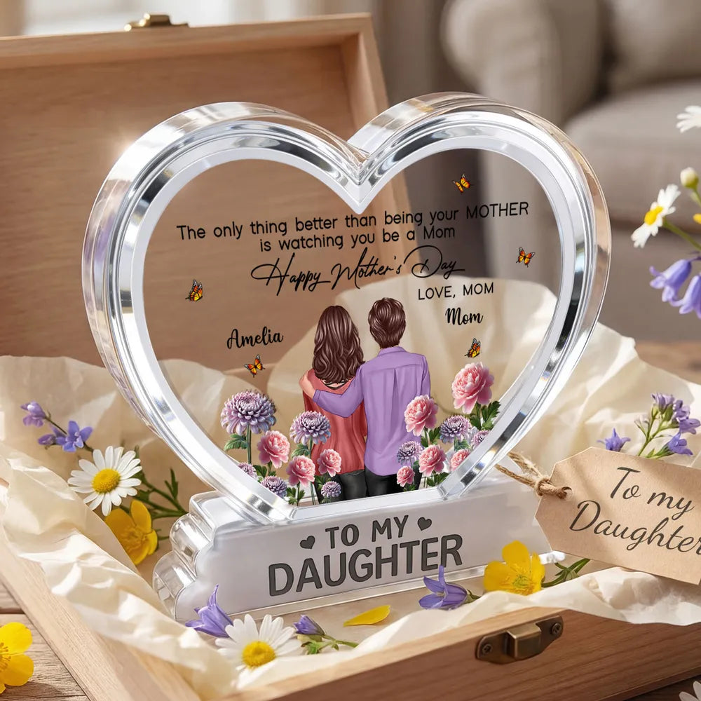 Custom Heart-Shaped Acrylic Plaque for Daughter - Mother's Day Gift Plaque MagicInPrints
