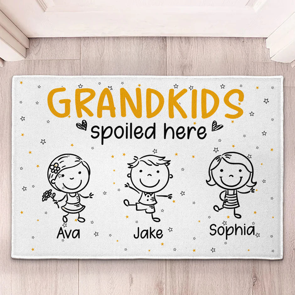 Personalized Grandkids Spoiled Here Door Mat for Grandparents - Custom Names Doormat MagicInPrints