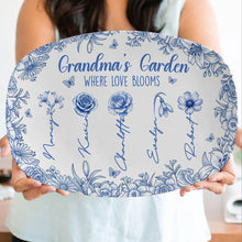 Load image into Gallery viewer, “Grandma&#39;s Garden: Where Love Blooms” - Personalized Birth Month Flowers Plate - Custom Gift for Grandma Plates MagicInPrints
