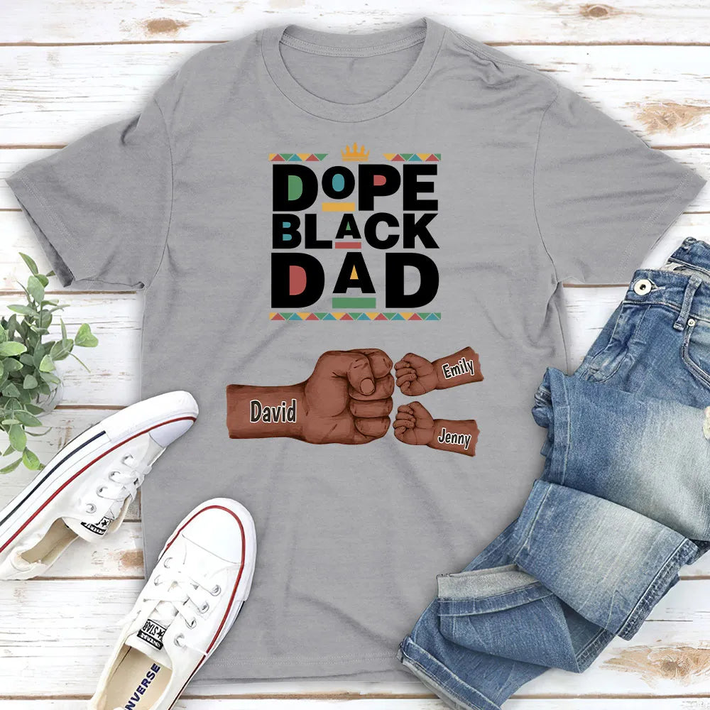 Personalized Dope Black Dad T-Shirt for Father's Day - Custom Names Cloth MagicInPrints