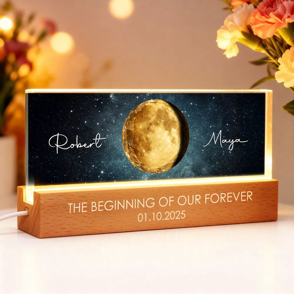 Personalized LED Night Light for Couples with Custom Names and Date - Romantic Gift for Anniversaries Plaque MagicInPrints