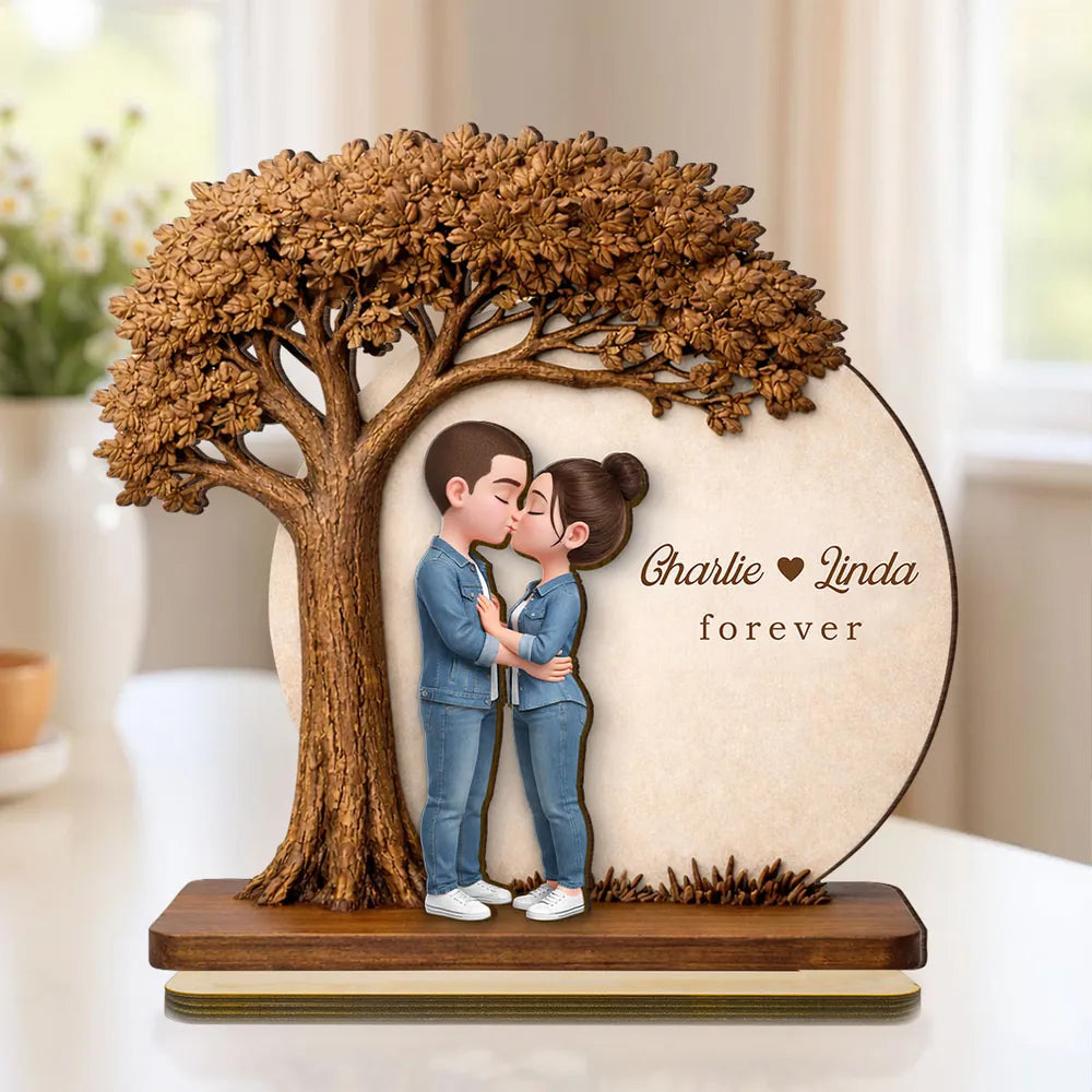 Personalized Couple Figurine with Tree - Romantic Gift for Anniversaries Plaque MagicInPrints