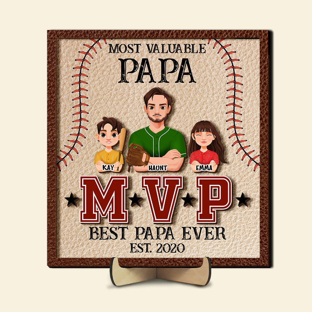 Most Valuable Baseball Dad Personalized Wood Sign Wood Sign PopCulturePrints