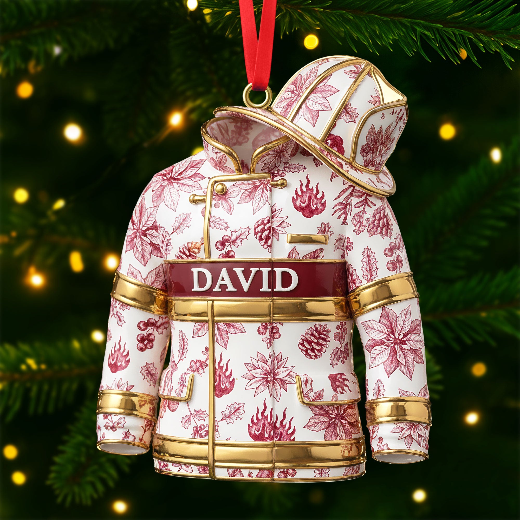 Toile de Jouy Firefighter Ornament - Personalized Gifts for Firefighters Ornament MagicInPrints