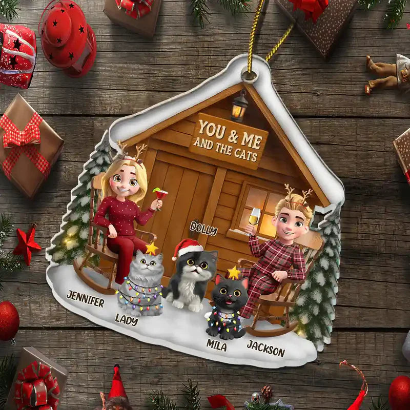 Personalized Family Christmas Ornament with Cat - Holiday Decor for Cat Lovers Ornament MagicInPrints