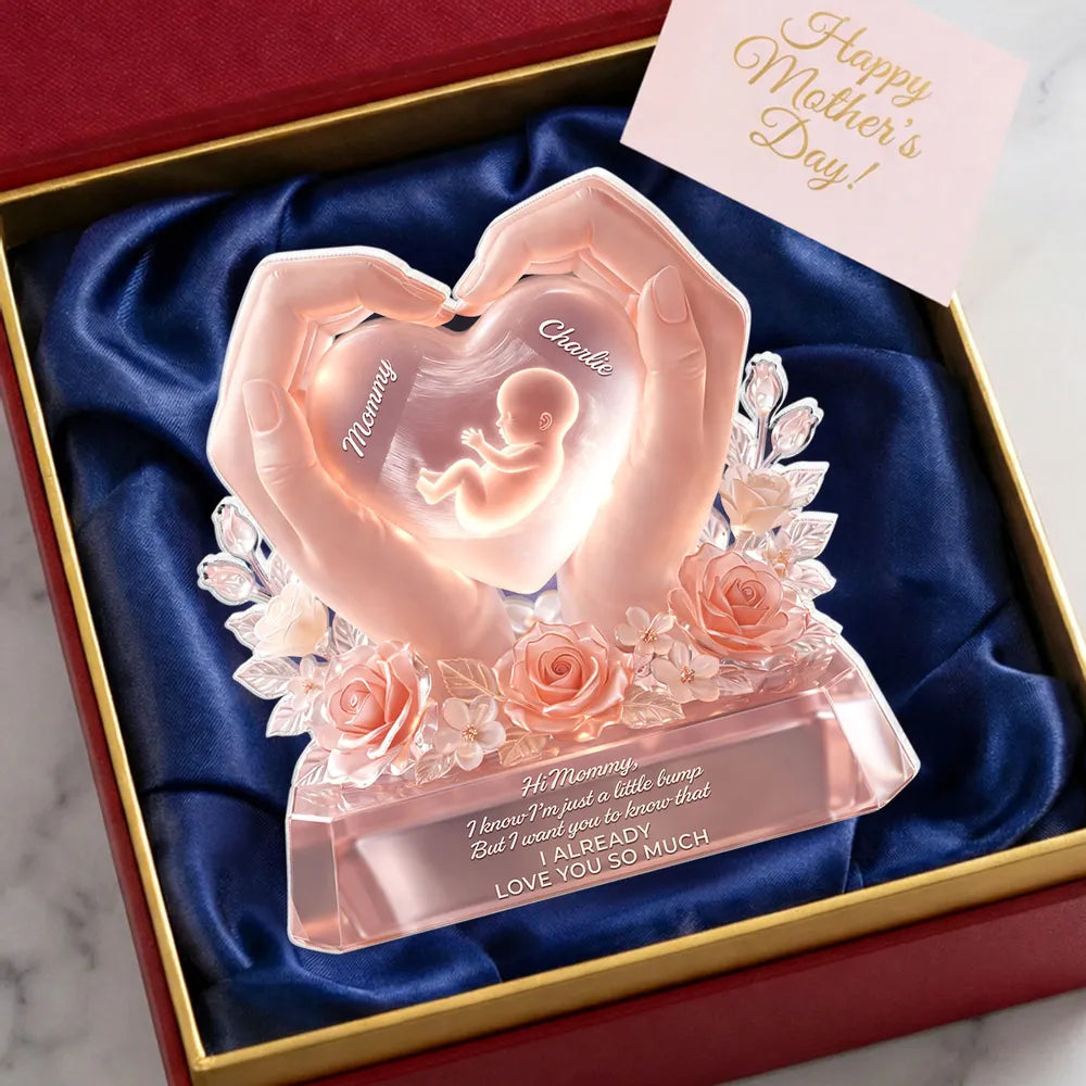 Personalized Heart-Shaped LED Keepsake for Expecting Mothers - Sentimental Baby Gift Plaque MagicInPrints