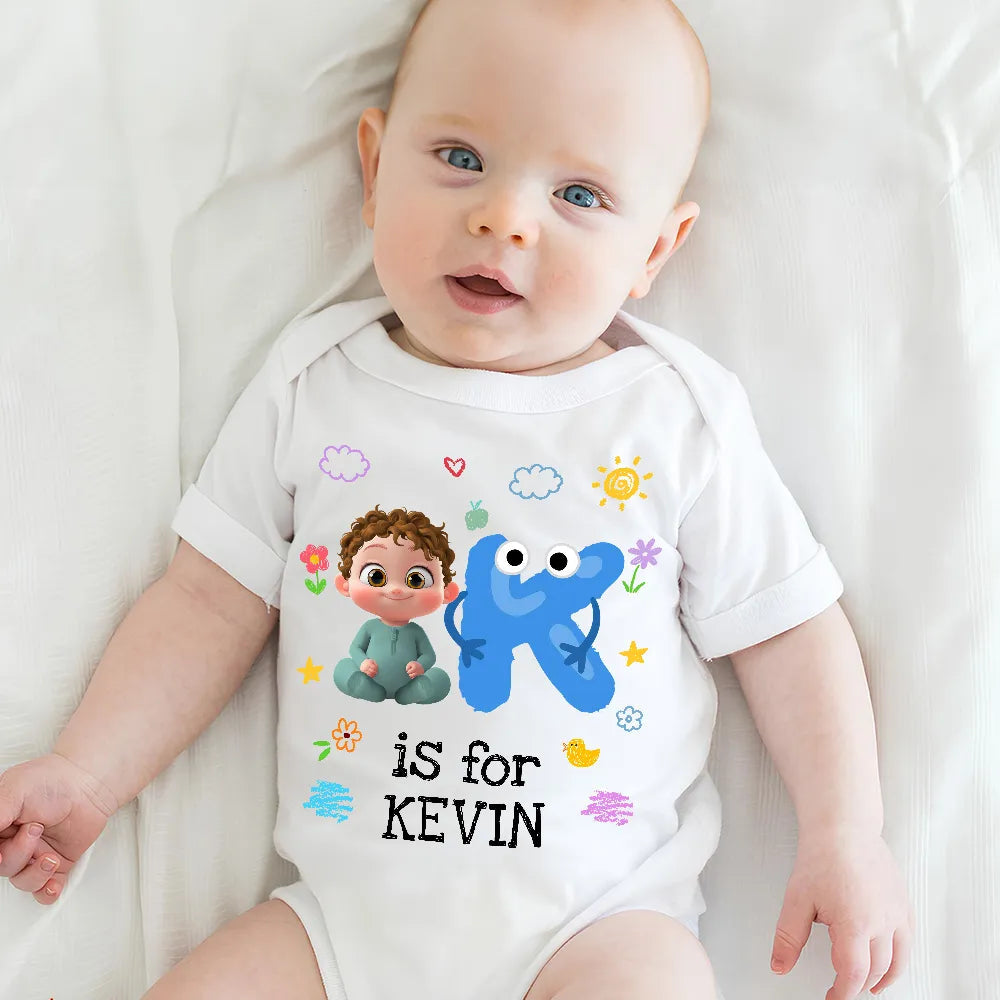 Personalized Baby Onesie for Newborns - Cute Alphabet Design Cloth MagicInPrints