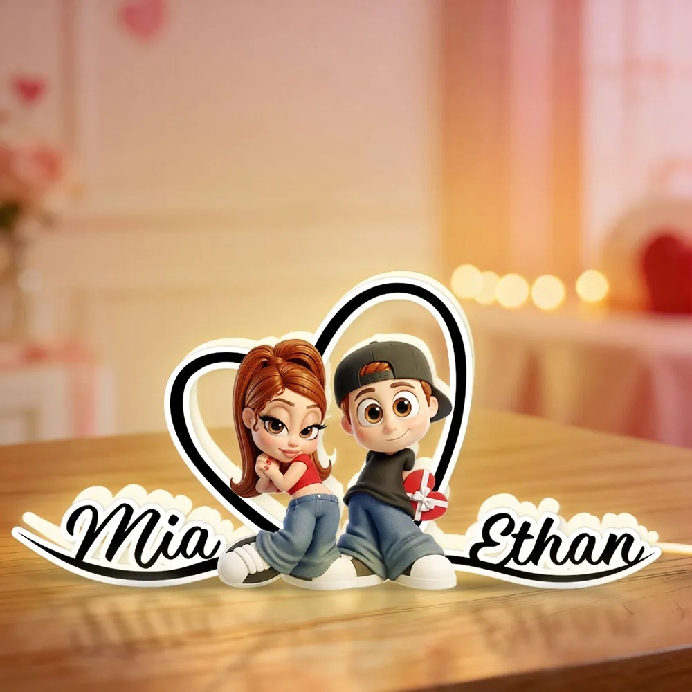 Personalized LED Night Light for Couples with Custom Names - Romantic Gift Plaque MagicInPrints