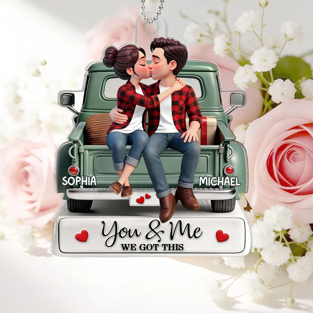 Personalized Couple Car Ornament for Lovers - Romantic Gift Car Hanger MagicInPrints