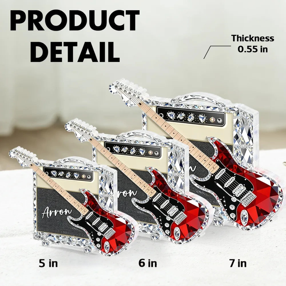 Personalized Crystal Guitar Decor for Music Lovers - Unique Gift Plaque MagicInPrints