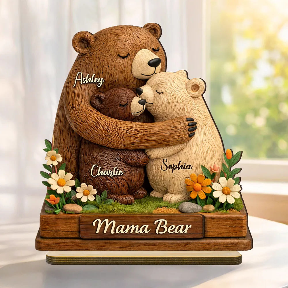 Personalized Mama Bear Family Figurine for Mother's Day - Custom Names Plaque MagicInPrints