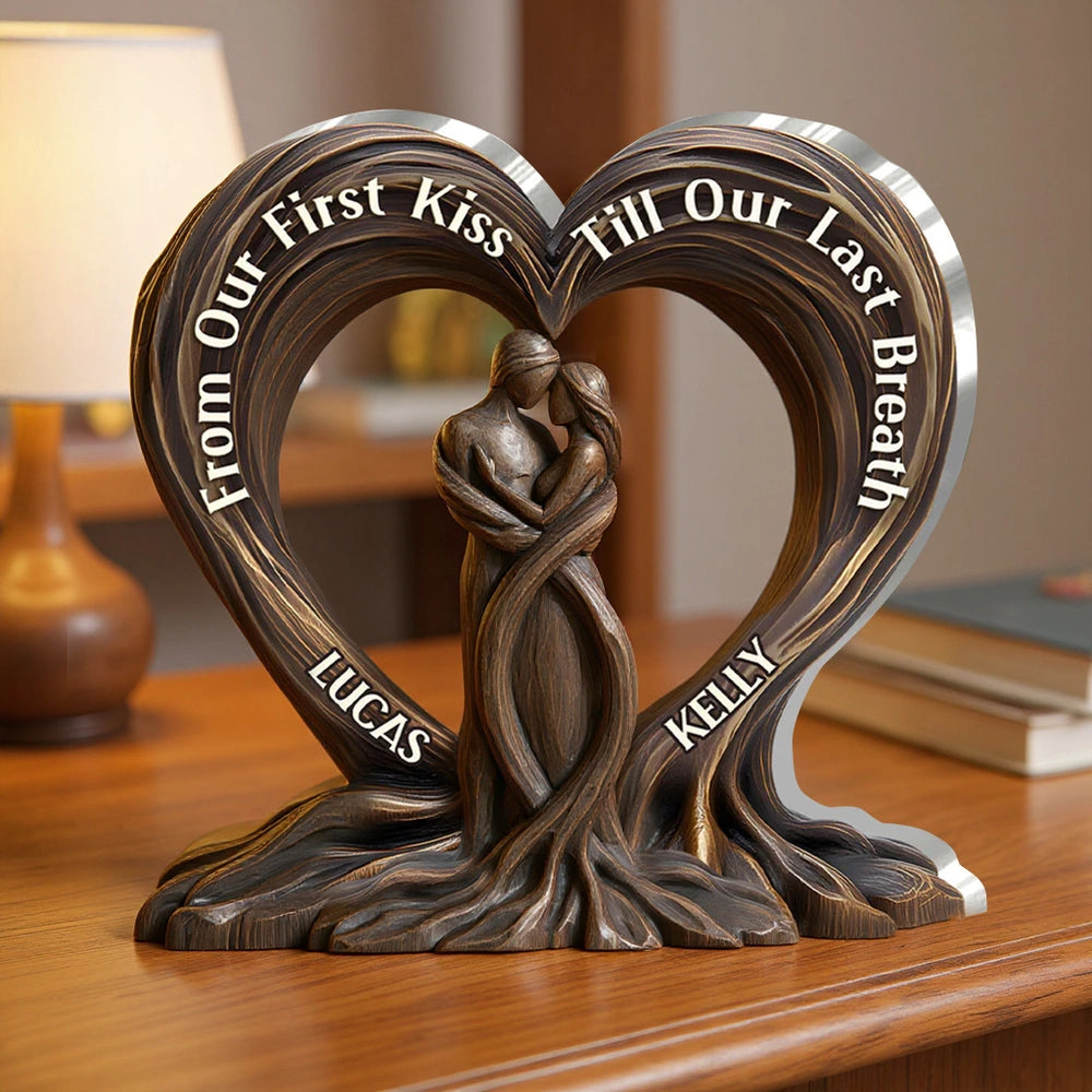 Personalized Heart-Shaped Couple Sculpture for Anniversary or Wedding - Sentimental Keepsake Plaque MagicInPrints