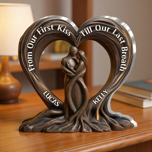 Personalized Heart-Shaped Couple Sculpture for Anniversary or Wedding - Sentimental Keepsake Plaque MagicInPrints