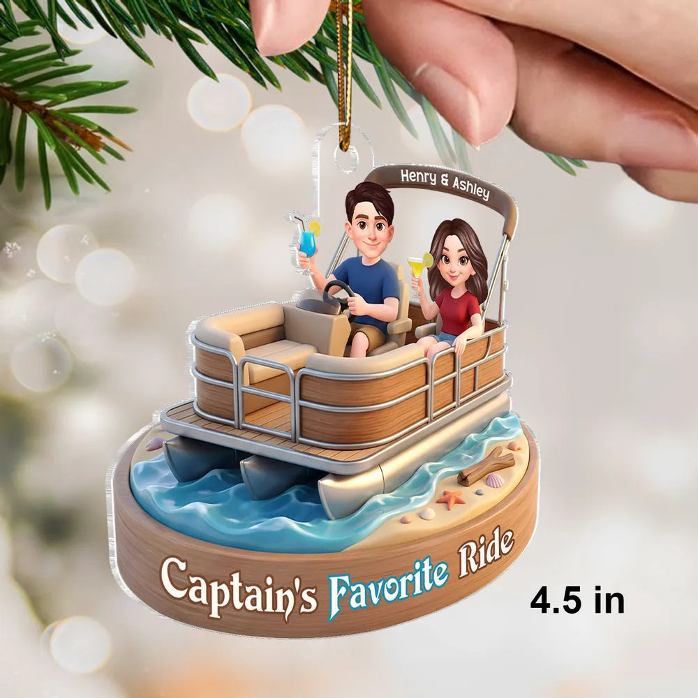 Personalized Boat Couple Car Ornament for Travelers - Vacation Souvenir Car Hanger MagicInPrints