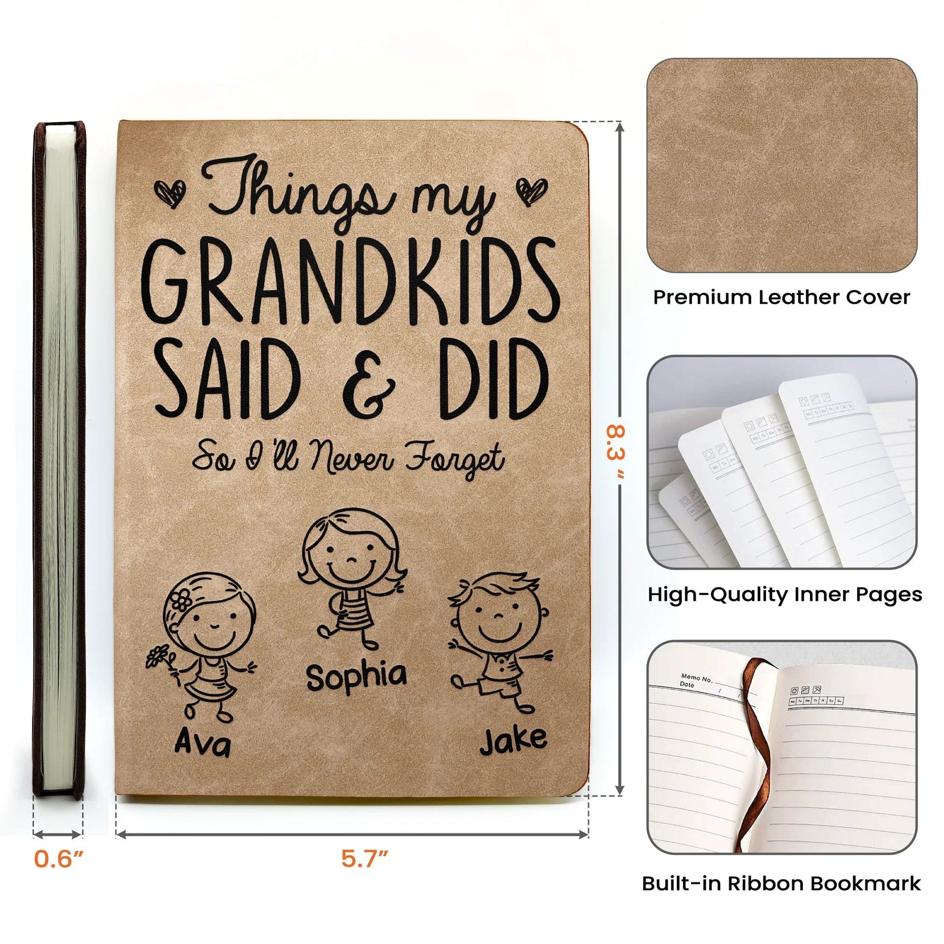 Personalized Grandkids Memory Journal for Grandparents - Keepsake Gift Stationery MagicInPrints