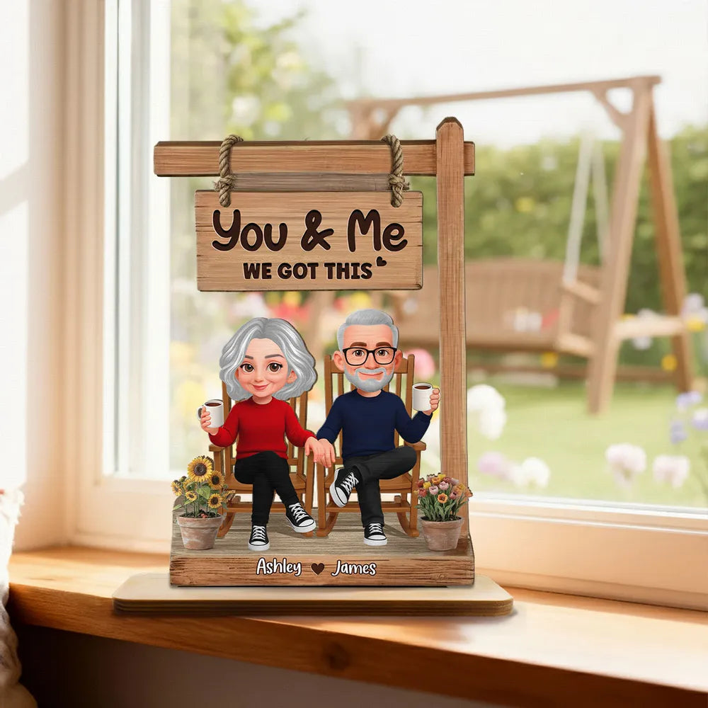 Personalized Couple Figurine Wooden Sign Gift for Seniors - Anniversary or Home Decor Plaque MagicInPrints