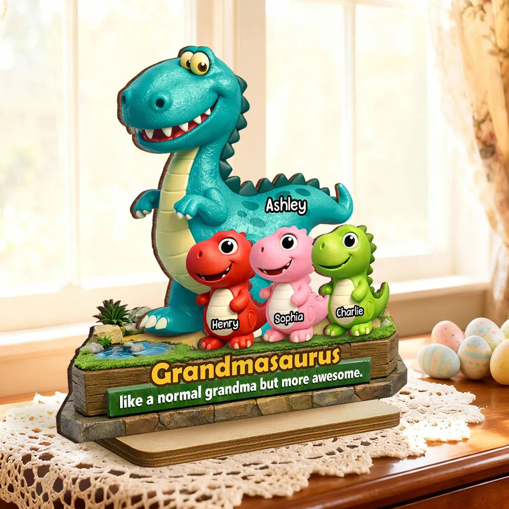 Personalized Grandmasaurus Dinosaur Figurine for Grandma - Fun Family Gift Plaque MagicInPrints