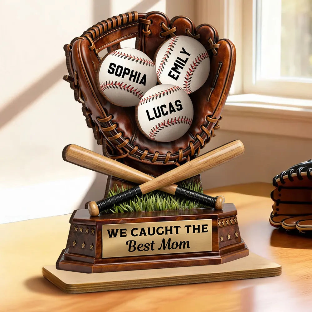 Personalized Baseball Trophy for Mom - Custom Names for Mother's Day Gift Plaque MagicInPrints