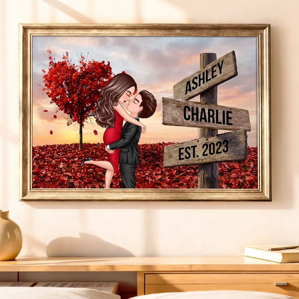 Personalized Couple Portrait Canvas for Romantic Gift - Anniversary or Wedding Keepsake Poster or Canvas MagicInPrints