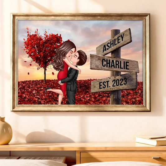 Personalized Couple Portrait Canvas for Romantic Gift - Anniversary or Wedding Keepsake Poster or Canvas MagicInPrints