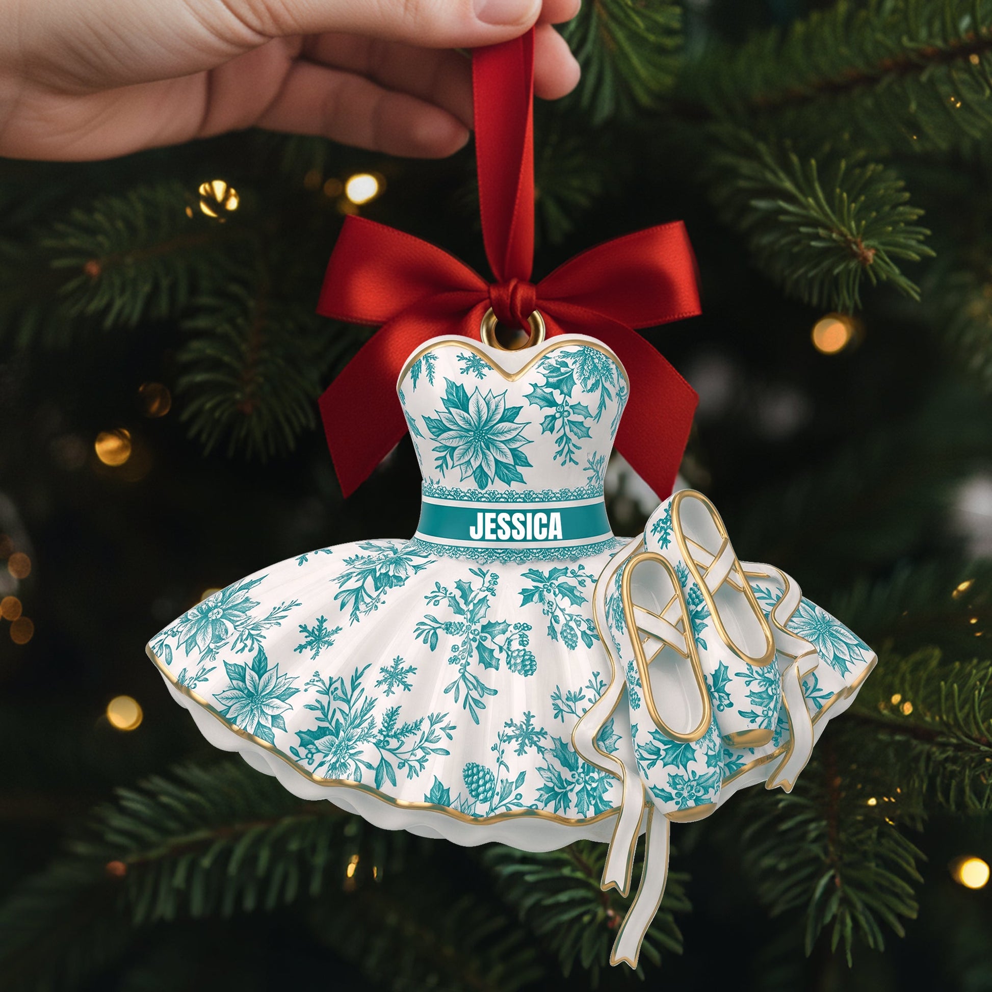 Dance of Joy - Personalized Blooming Ballet Dress Ornament Ornament MagicInPrints