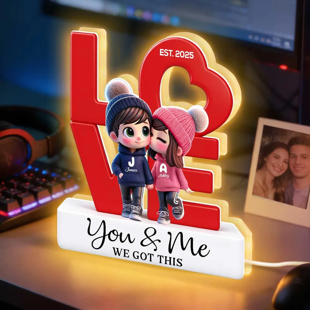 Personalized Couple Figurine Night Light for Lovers - Anniversary Gift Plaque MagicInPrints