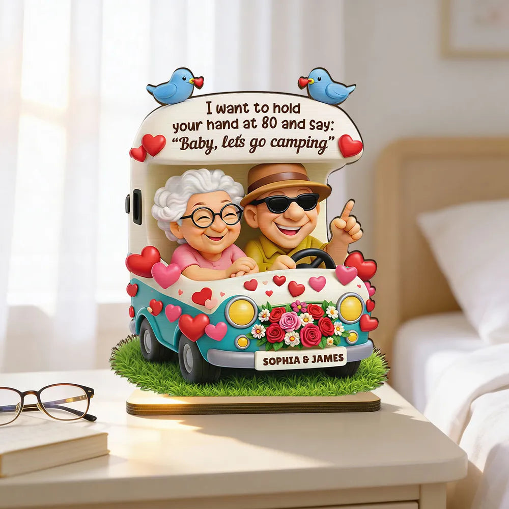 Personalized Elderly Couple Car Figurine for Seniors - Romantic Anniversary Gift Plaque MagicInPrints