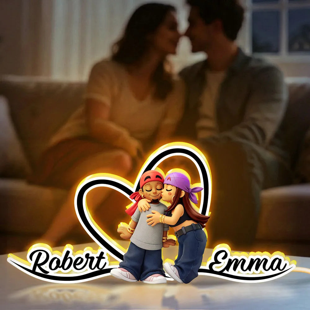 Customized LED Night Light for Couples - Romantic Street Art Theme Plaque MagicInPrints