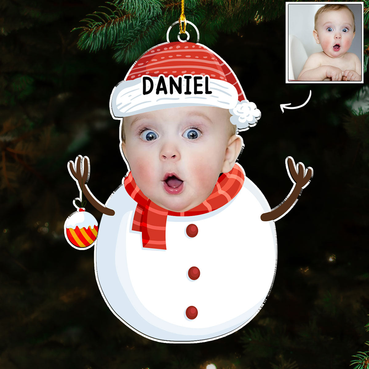 Personalized Baby Photo Christmas Ornament Snowman Design - Holiday Keepsake Ornament MagicInPrints