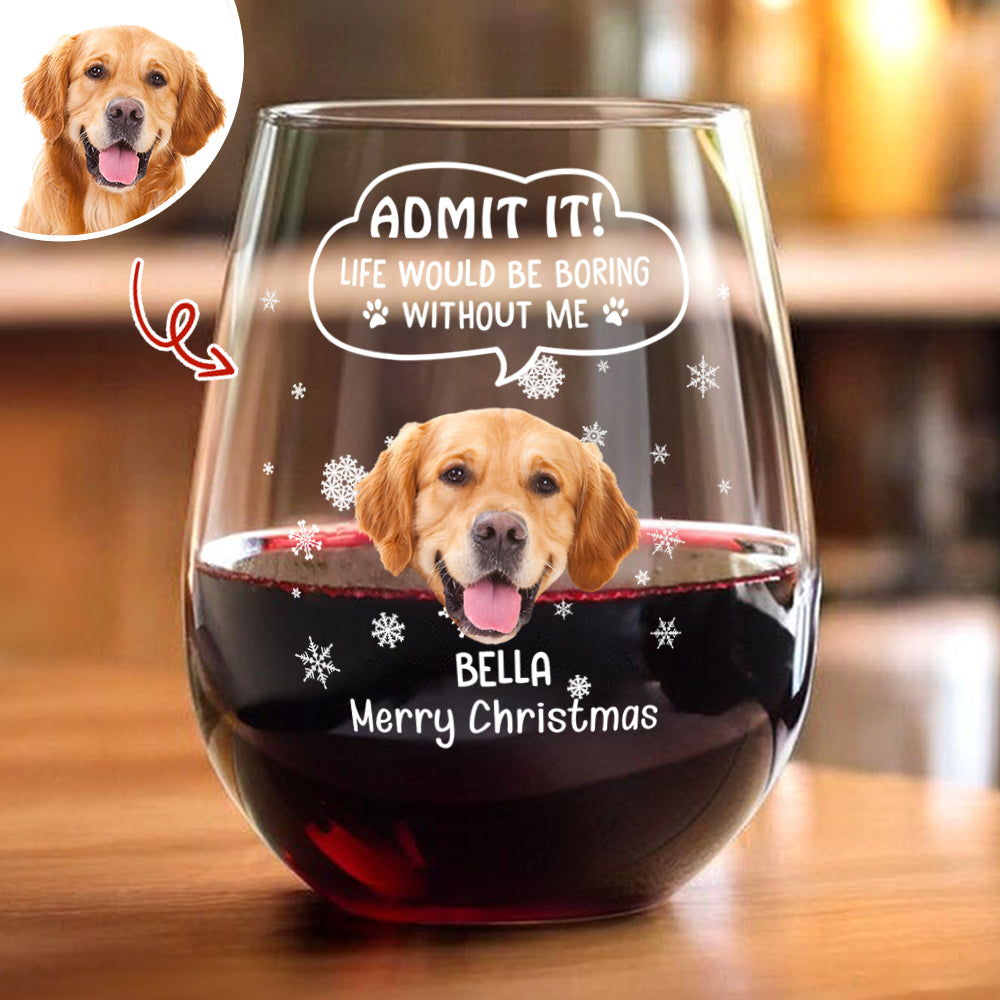 Personalized Dog Christmas Wine Glass for Pet Lovers - Holiday Gift Cup MagicInPrints
