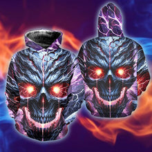 Load image into Gallery viewer, Skull Lover&#39;s Hoodie: Fiery Skull Design AOP Products PopCulturePrints
